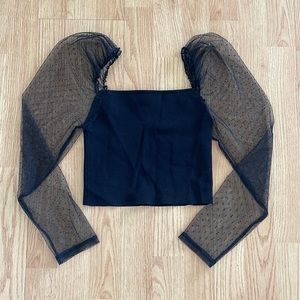 Zara Long Sleeve Crop Blouse